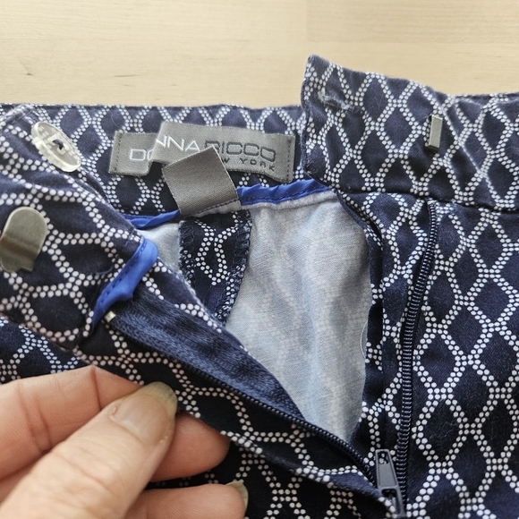 Donna Ricco Womens Pants Size 14 Blue White Slant Pockets Mid Rise - Picture 5 of 10